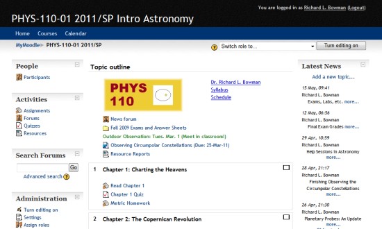 PHYS 110 main page-Spring 2011