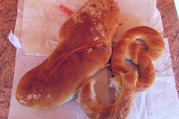 pretzel shaped bread for a snack