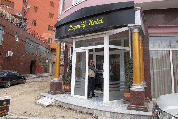 the entrance to the Regency Hotel