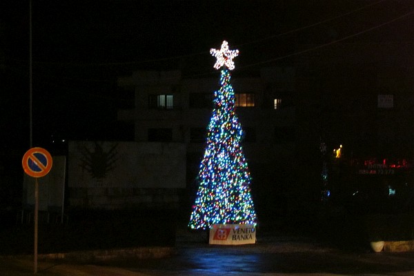 Christmas tree at square in Lezhe