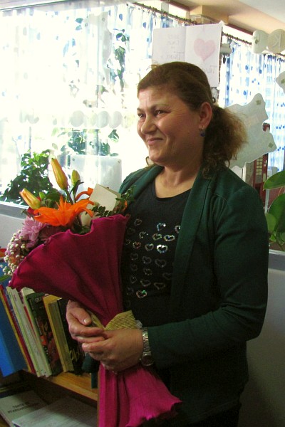 Tone with her birthday flowers