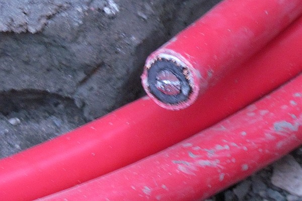 close-up of the new electrical cable