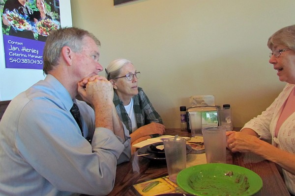 Jim and Ann Hershberger talk with us over lunch