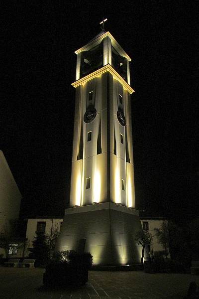 cathedral bell tower at night
