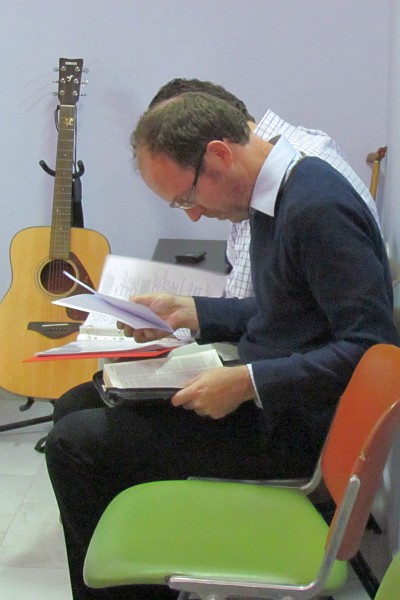 Robert Cook reviews his notes forr the sermon