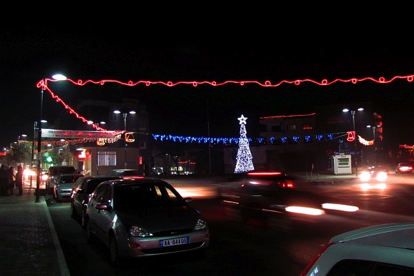 Christmas lights in Lezhë