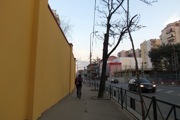 part of the wall surrounding the American Embaassy in Tirana