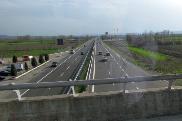 crossing over the main highway to Tirana