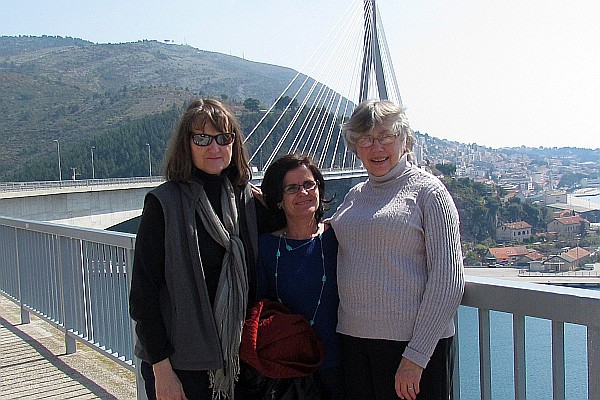 Lois, Klementina, and Elsie at the Franjo Tudjman Bridge