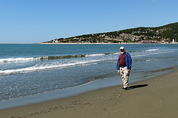 me walking the beach at Shëngjin 