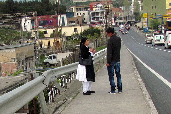 a woman in tradiotnal Albania dress
