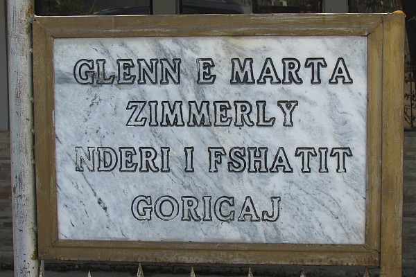 Close up of Plaque Honoring Glenn and Martha Zimmerly