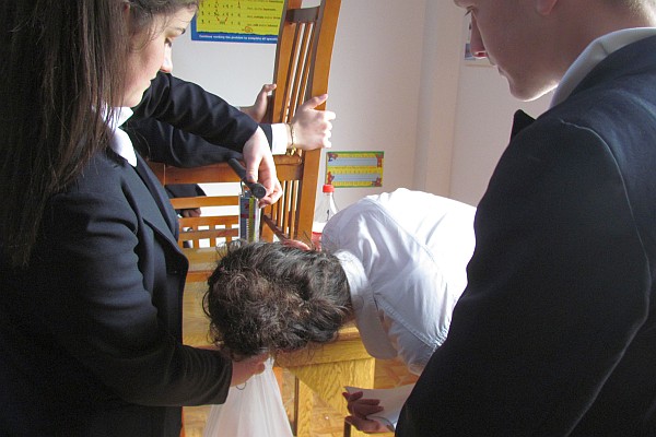 students obseve the streching of a spring in an experiment