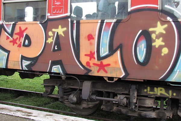 graffiti painted on a train car
