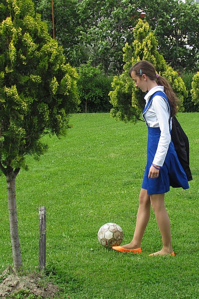 playing with the soccer ball