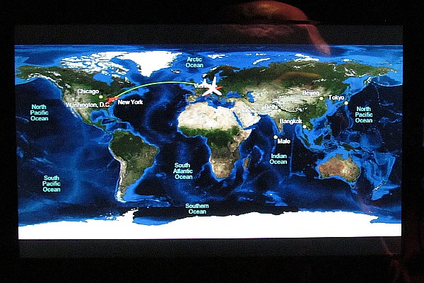 flight path on a world map