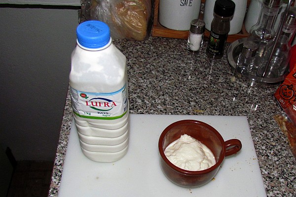 yogurt in a plastic jug