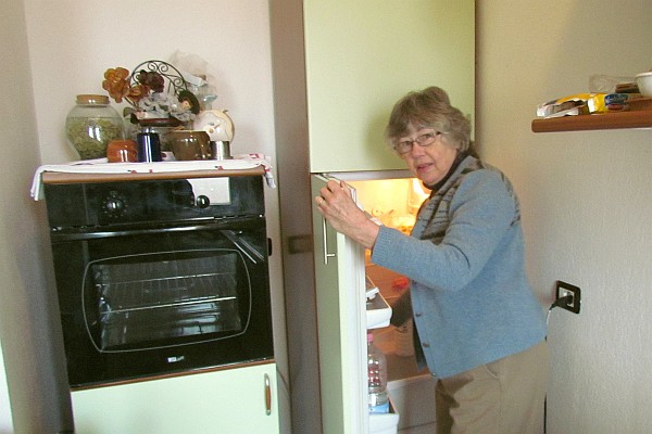 Elsie opening the refrigerator