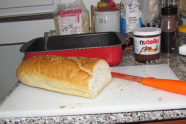 bread, crazy cake and Nutella