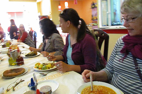 Klementina, Stacy and Elsie eating lunch with AMMF