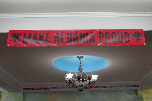 "Make Albania Proud" banner