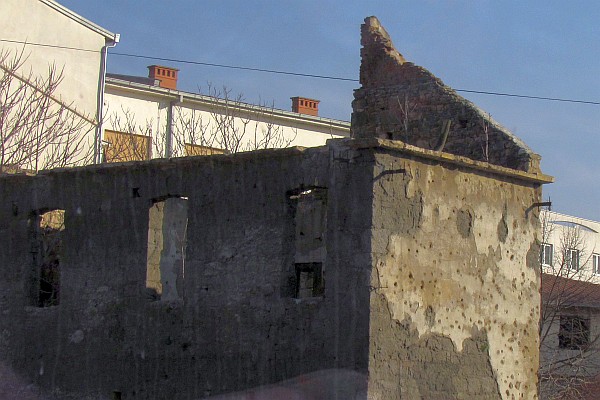 bullet riddled building, Mostar