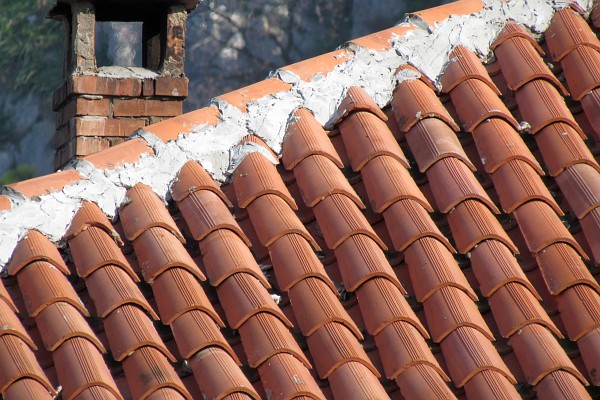 close-up of tile roof