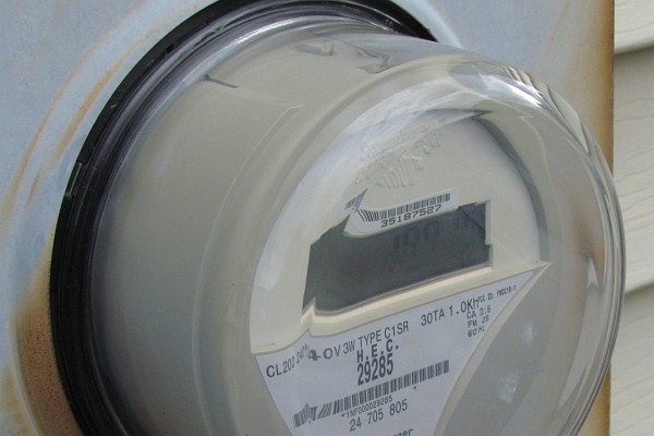 electric meter showing an arrow-shaped display