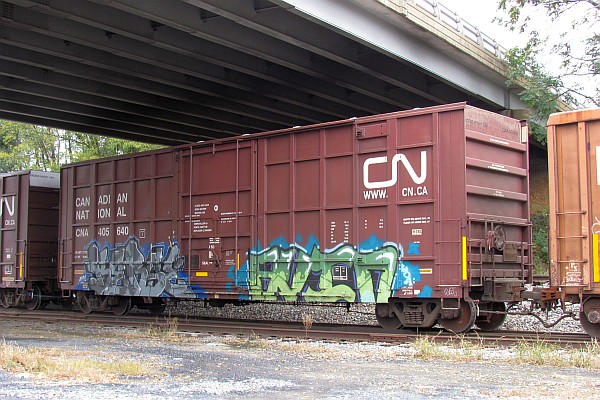graffiti-painted boxcar