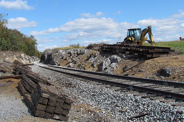 some of the new and old rail ties and old track sections