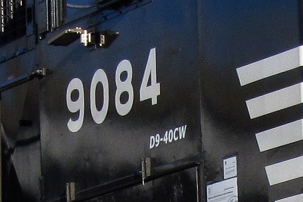 close-up of the number on the side of the NS 9084