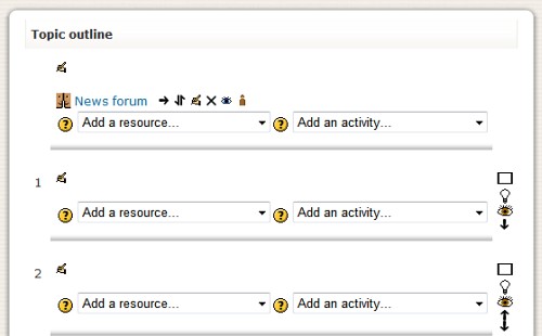 Blank course with editing turned on.