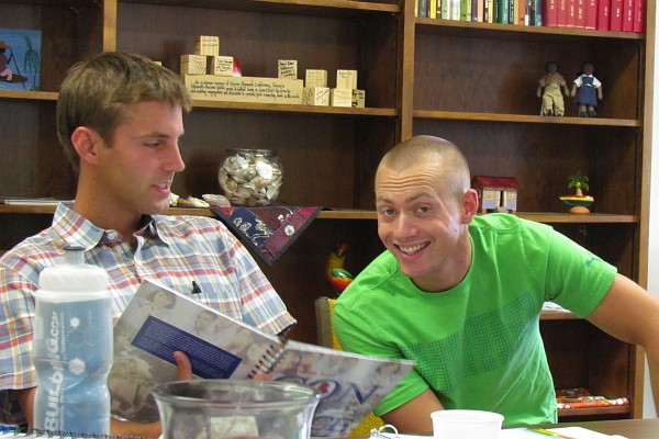 Josh and Caleb chat before orientation begins