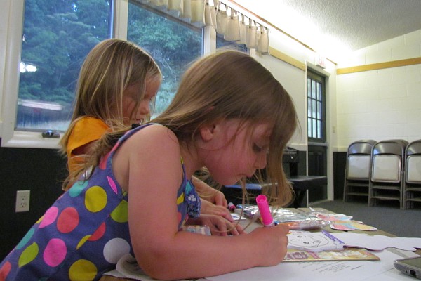 two small girls playing together