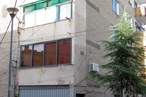 close-up of our balcony converted into our kitchen