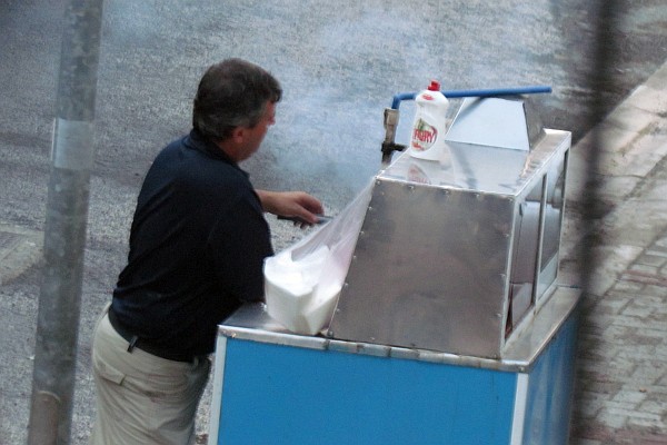 the qofta man selling his sausages in our neighborhood