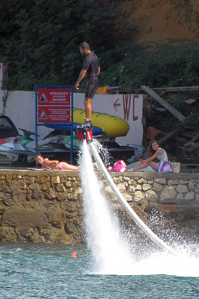 water rocket boots in action