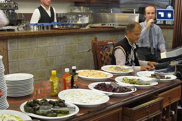 the salad bar with live music on the side