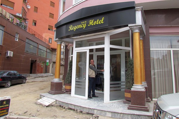 the entrance to the Regency Hotel