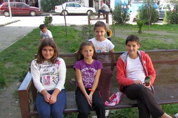 children in the small park near our apartment building