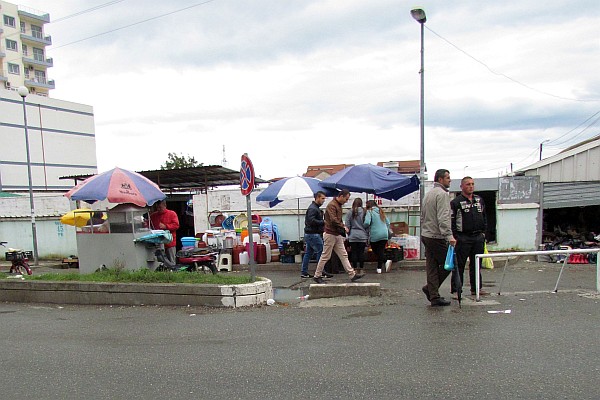 walking to LAC past the market