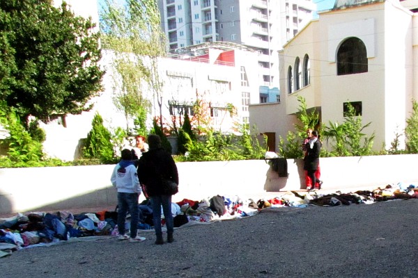 the new street is full of used clothing vendors