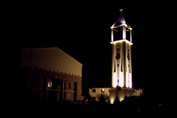 the catholic church at night