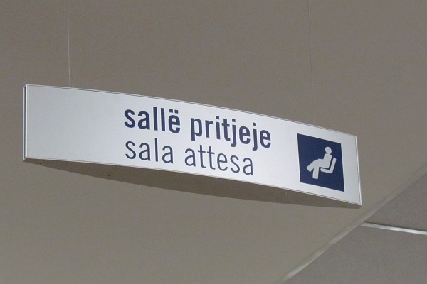 waiting room sign at the Italian hosptial, Salus
