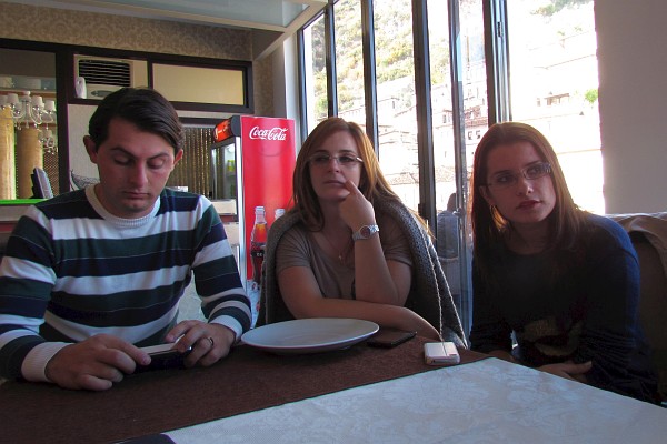 Silva (center) and her fiance and another visiting teacher