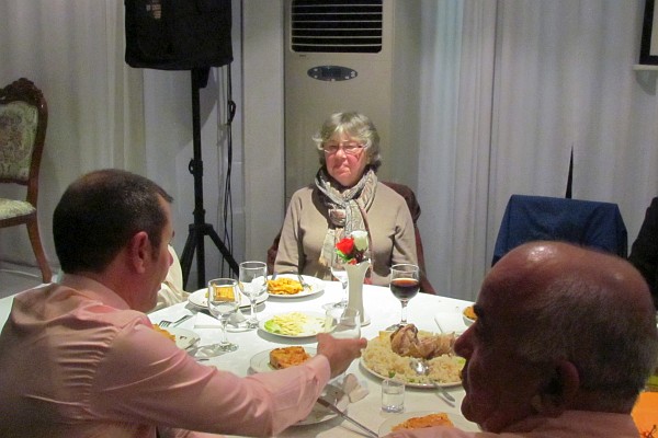 Elsie and two pparents enjoy viewing the activities from our table