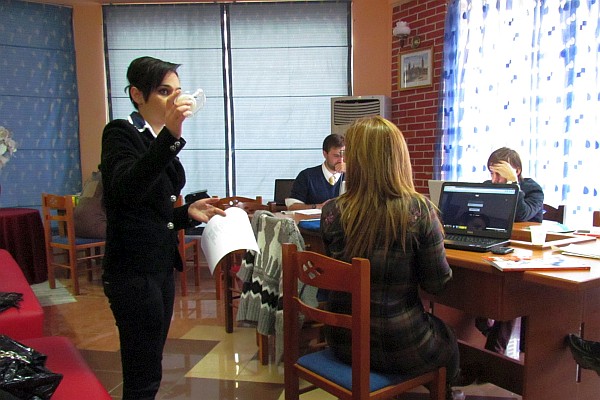 teachers room with busy staff