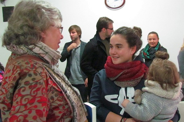 Elsie, Xhilda, and baby Sophia at church