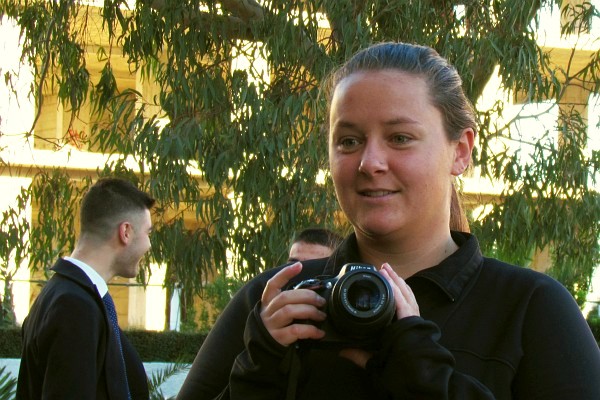 Rachel gets ready to take the whole-school photo