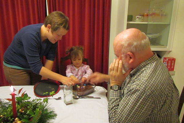 Sydney helps with my birthday cake from Heidi